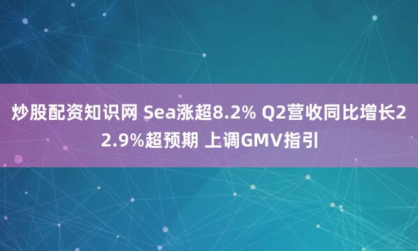 炒股配资知识网 Sea涨超8.2% Q2营收同比增长22.9%超预期 上调GMV指引